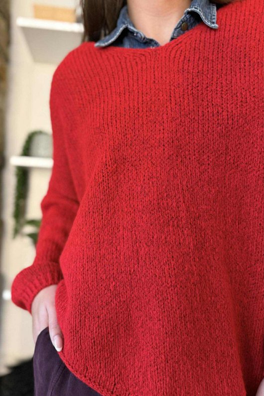  Big Softie Super Slant Knit Jumper Deep Ruby